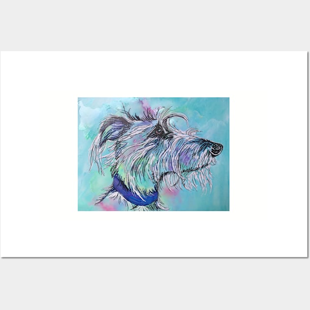 Scruffy colourful Lurcher Wall Art by Merlinsmates